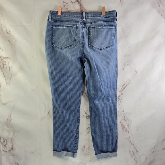 NYDJ Jeans Womens 8 Blue Stripe Rachel Roll Cuff Ankle High Rise Denim Daughters - Picture 1 of 11